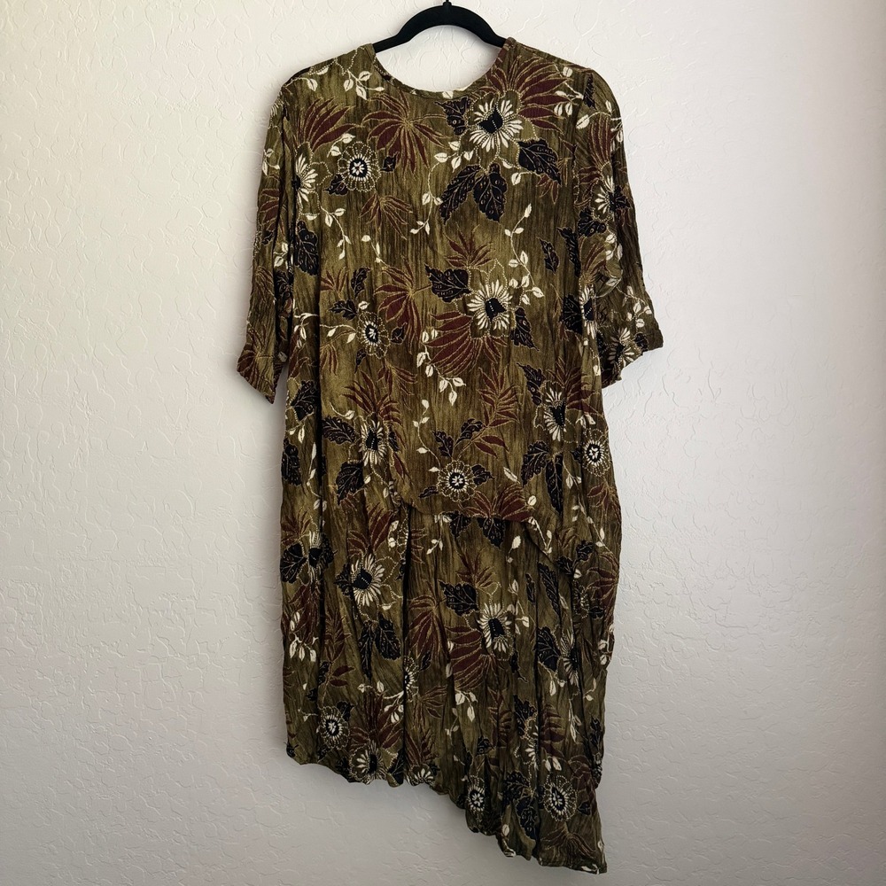 Dress to Kill Women's Tropical Print Asymmetrical Dress Green OS - Picture 2 of 10